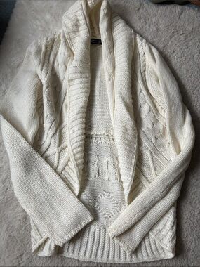 NWOT - Mandee Cream Cable Knit Shawl Collar Cardigan